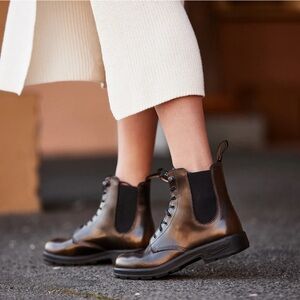 Blundstone 2218 Lace-Up Boots Leather Gold Brush Black/Bronze W7/AU4 NEW NIB NWT